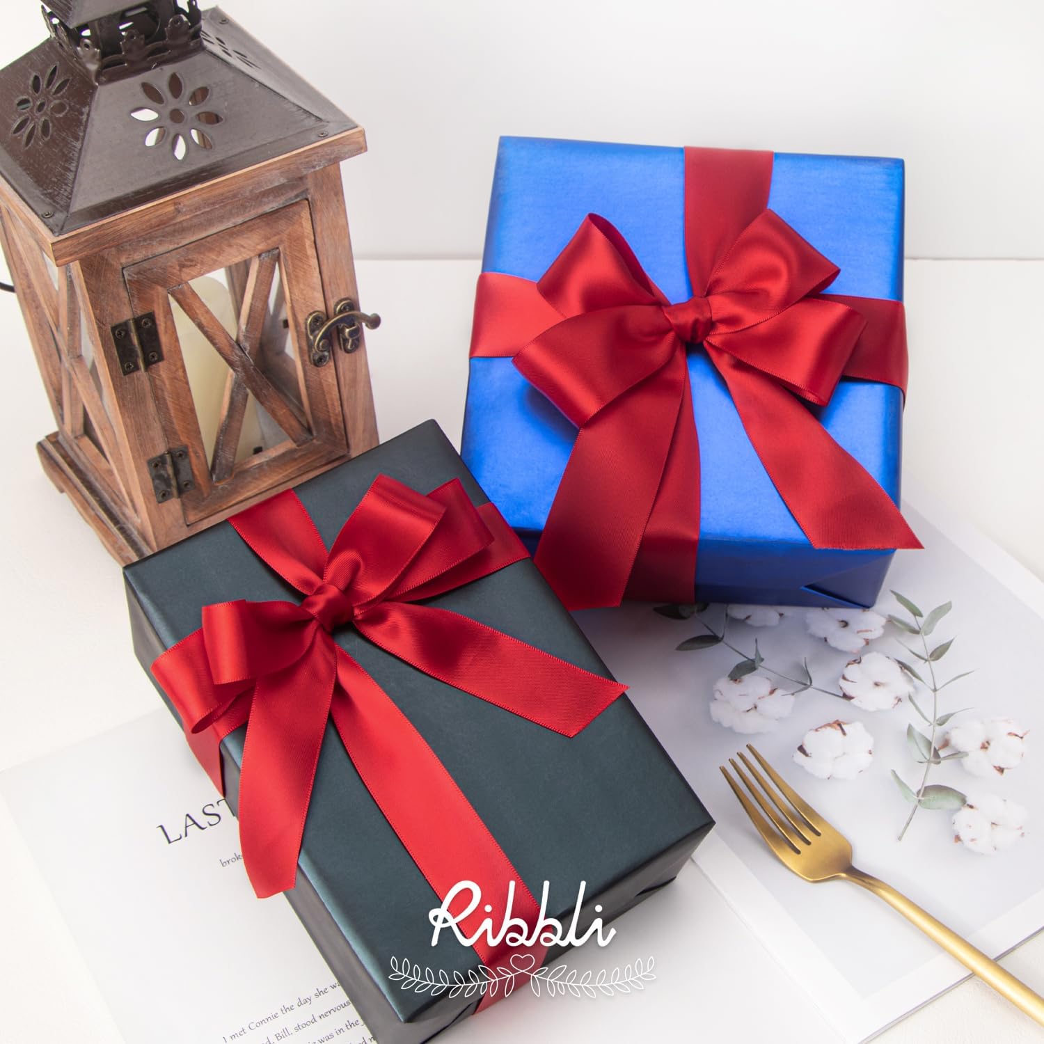 Ribbli Red Satin Ribbon Double Faced Satin 1 inch x Continuous 50 Yards-Red Ribbon for Gift Wrapping Crafts Wedding Decoration Bows Bouquet Floral Arrangement - Image 4