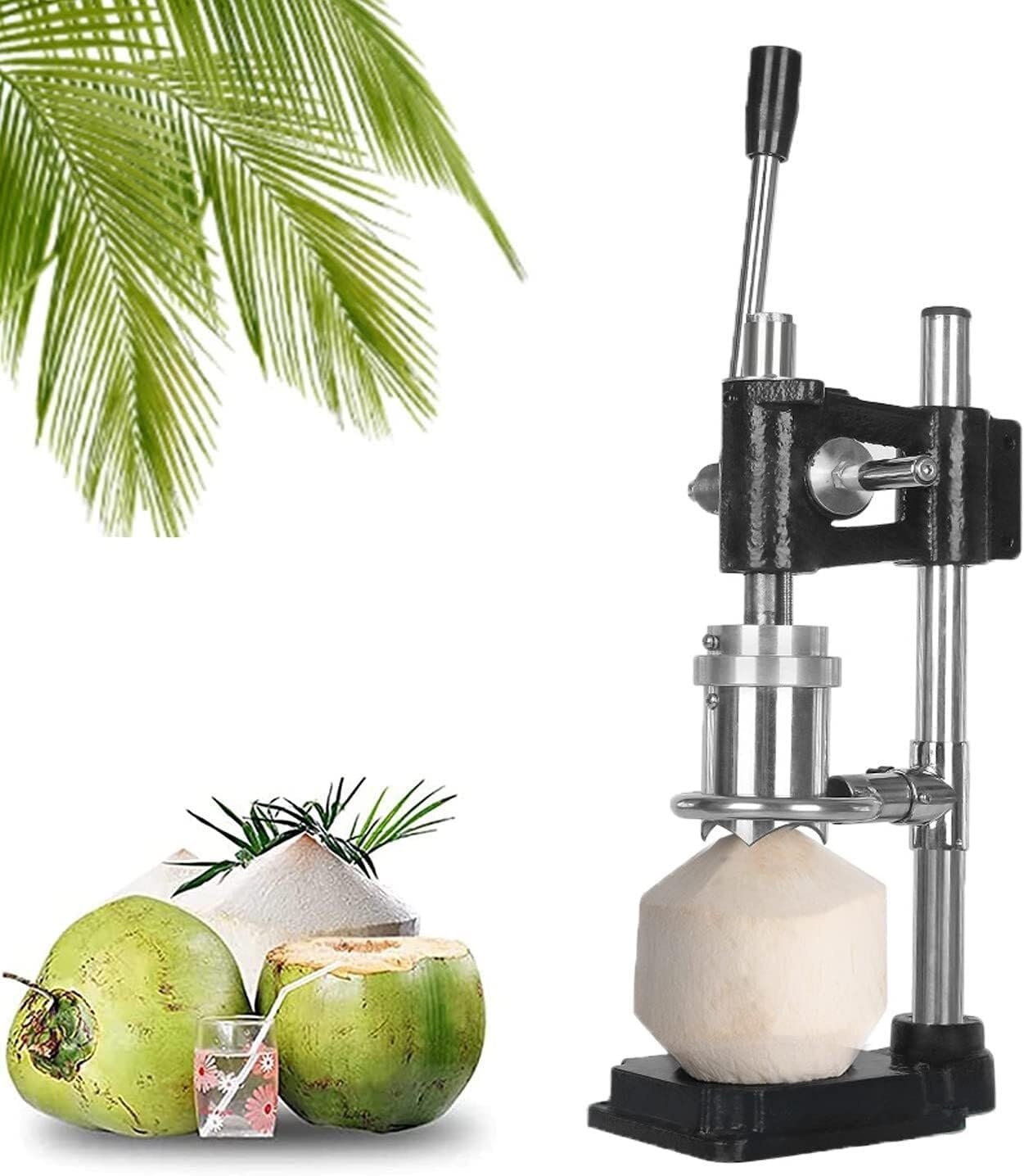Manual Coconut Hole Opening Machine,Commercial Coconut Opener Tool,Adjustable Coconut Opener Tool,Manual Coconut Punch Tool Hole Opener for Fruit Shop Home(Black)