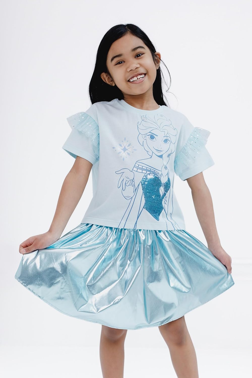 Disney Junior Girls T-Shirt and Metallic Iridescent Skirt Toddler to Big Kid Sizes (2T - 14-16) - Image 2