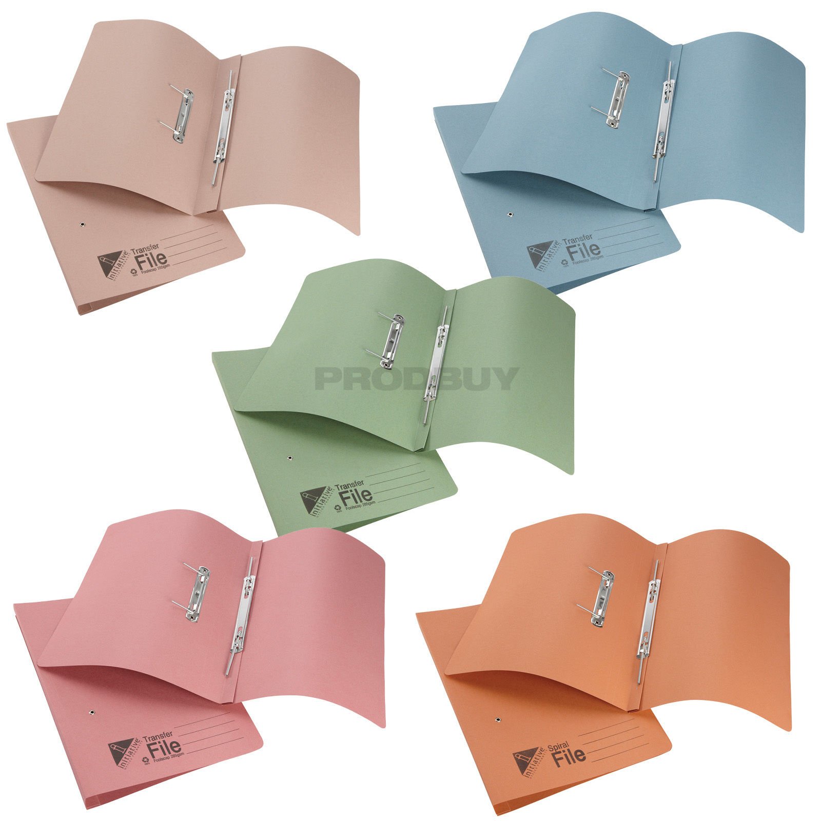 [20 Pack] Assorted Office Foolscap Transfer Spring Files 285gsm 32mm Capacity