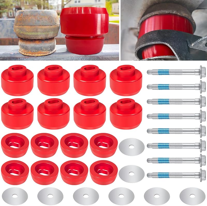 Kit de Buchas do Suporte da Cabine e Carroceria E-cowlboy 7-141 Vermelho para Chevy Silverado e GMC Sierra – 32 peças
