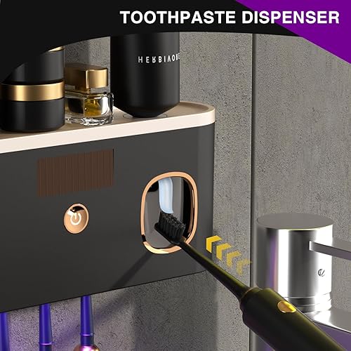 Miniatura 5 de Porta cepillos de dientes para baños con desinfectante de cepillos de dientes UV, soporte para cepillos de dientes montado en la pared con