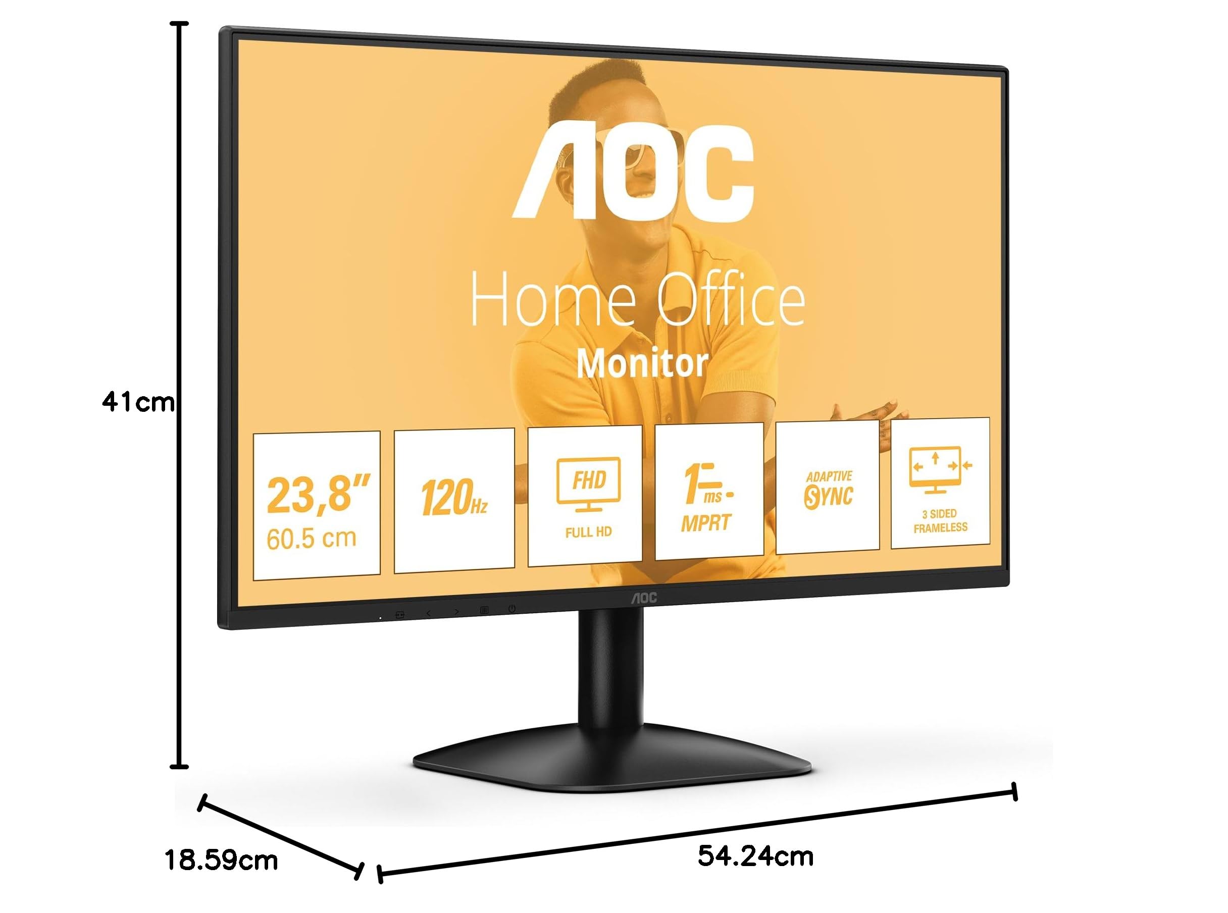 AOC 24B31H - 24-calowy monitor Full HD, 120 Hz, adaptacyjna synchronizacja obrazu (1920 x 1080, 1x D-Sub, 1x HDMI 1.4), czarny