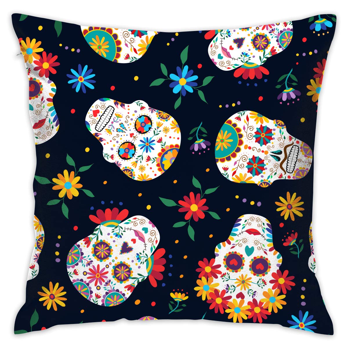 Amazon Co Jp クッションカバー ドクロ 花 はやい 背当て 抱き枕カバー 可愛い おしゃれ 綿100 座布団カバー ソファー ベッド 車 インテリア 部屋飾り 北欧デザイン 正方形 角型 プレゼント 45 45cm Bolaco Home Kitchen