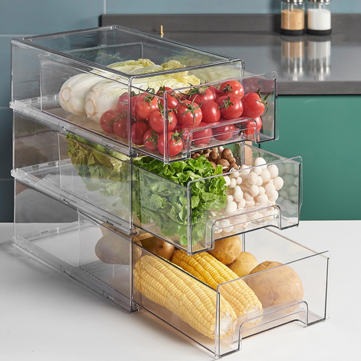 BESTOYARD Caja Organizadora Fácil de Limpiar Gran Capacidad para Refrigerador de Pet y Mantiene Frutas y Verduras en Armarios de Cocina
