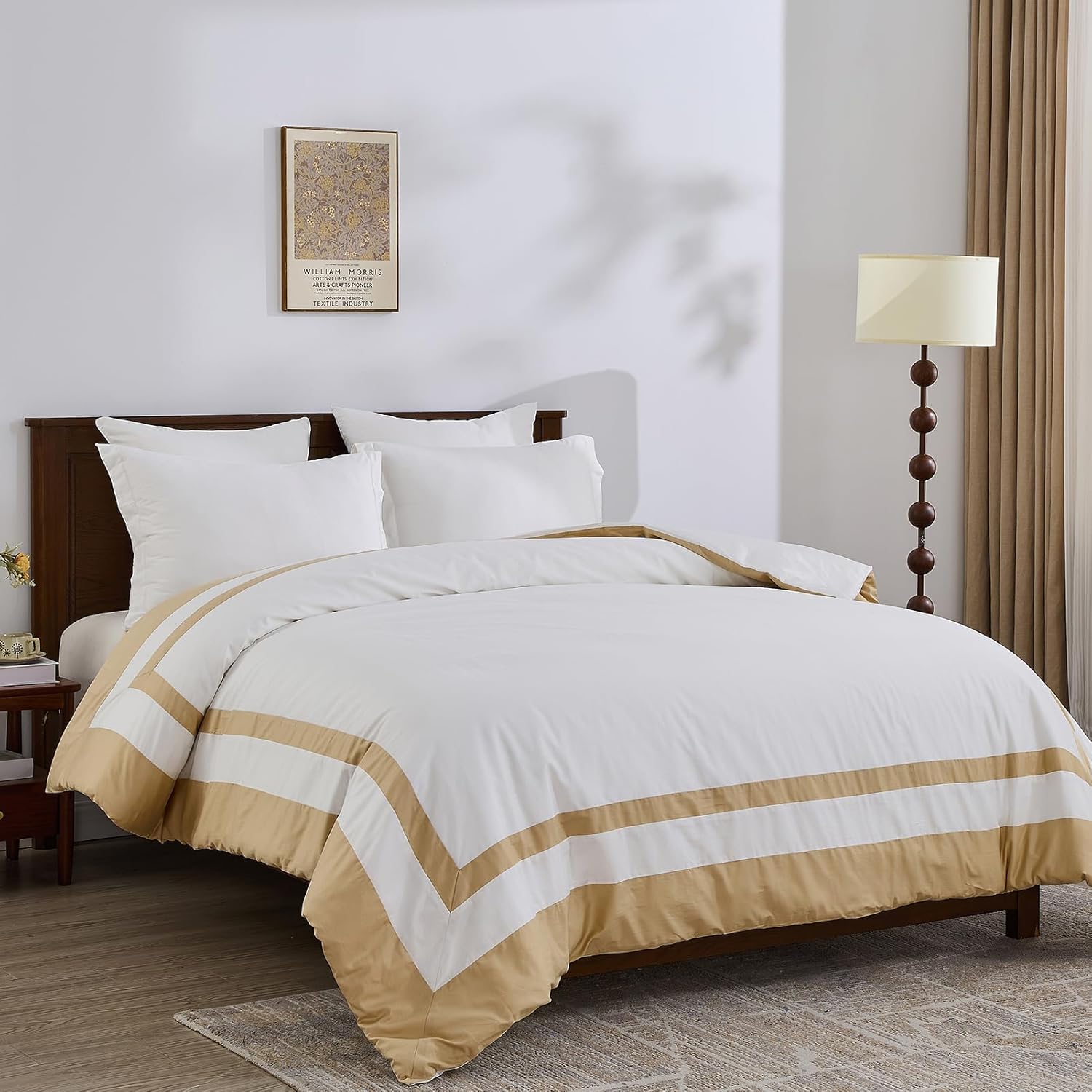 Bedduvit 100% Cotton Duvet Cover Queen Size - Soft Double Queen Duvet Cover Set, Simple Modern Queen Size Duvet Cover with Zipper Closure, 3 Pieces Classic Minimalist Comforter Cover, White(90"x90")