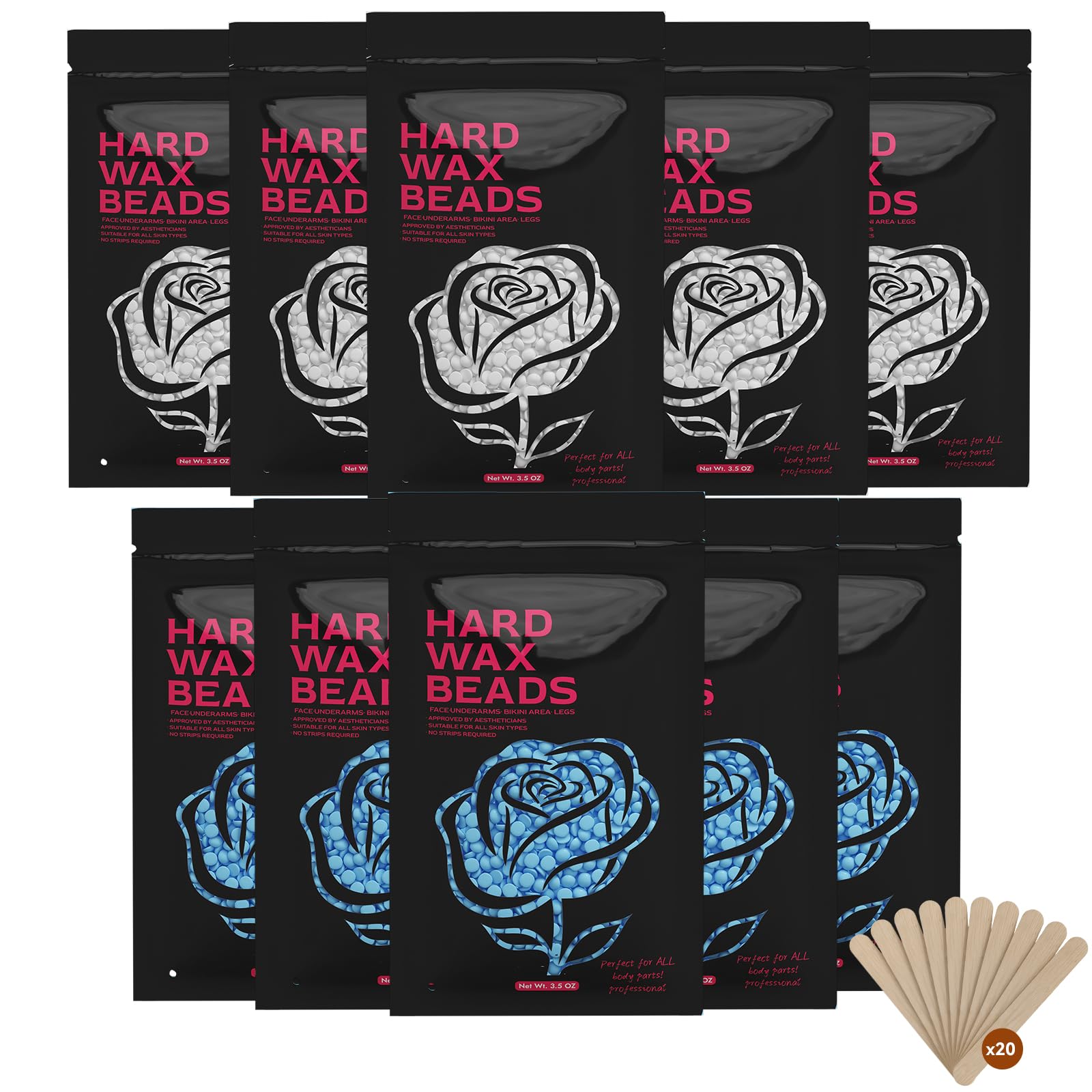 Hard Wax Beads for Hair Removal, 10 Packs 1000g(2.2lbs) Wax kit