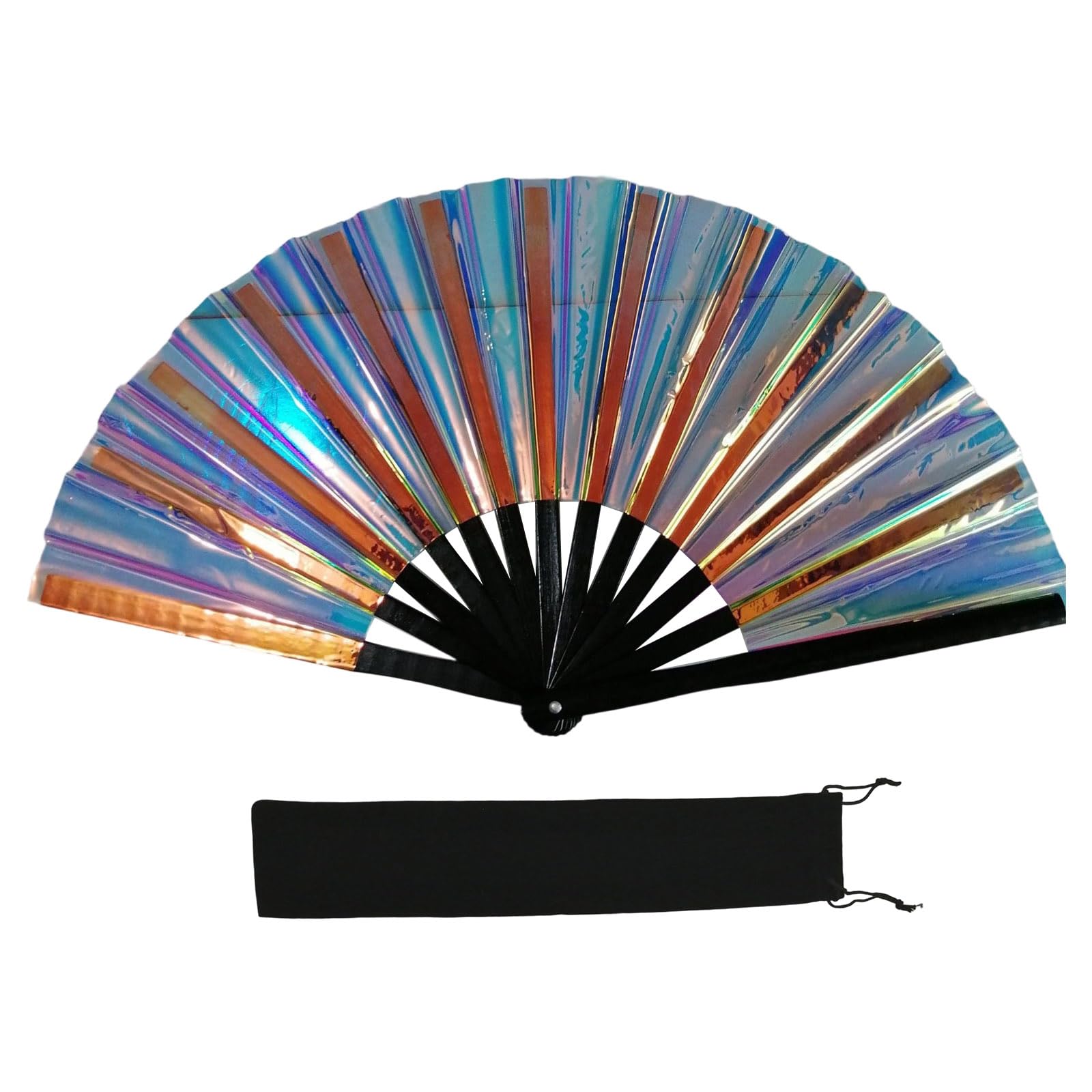 WEILWH PVC Reflective Colorful Hand Fan Dancing Foldable Clap for Enthusiasts Frame and Smooth Operations Martial Art