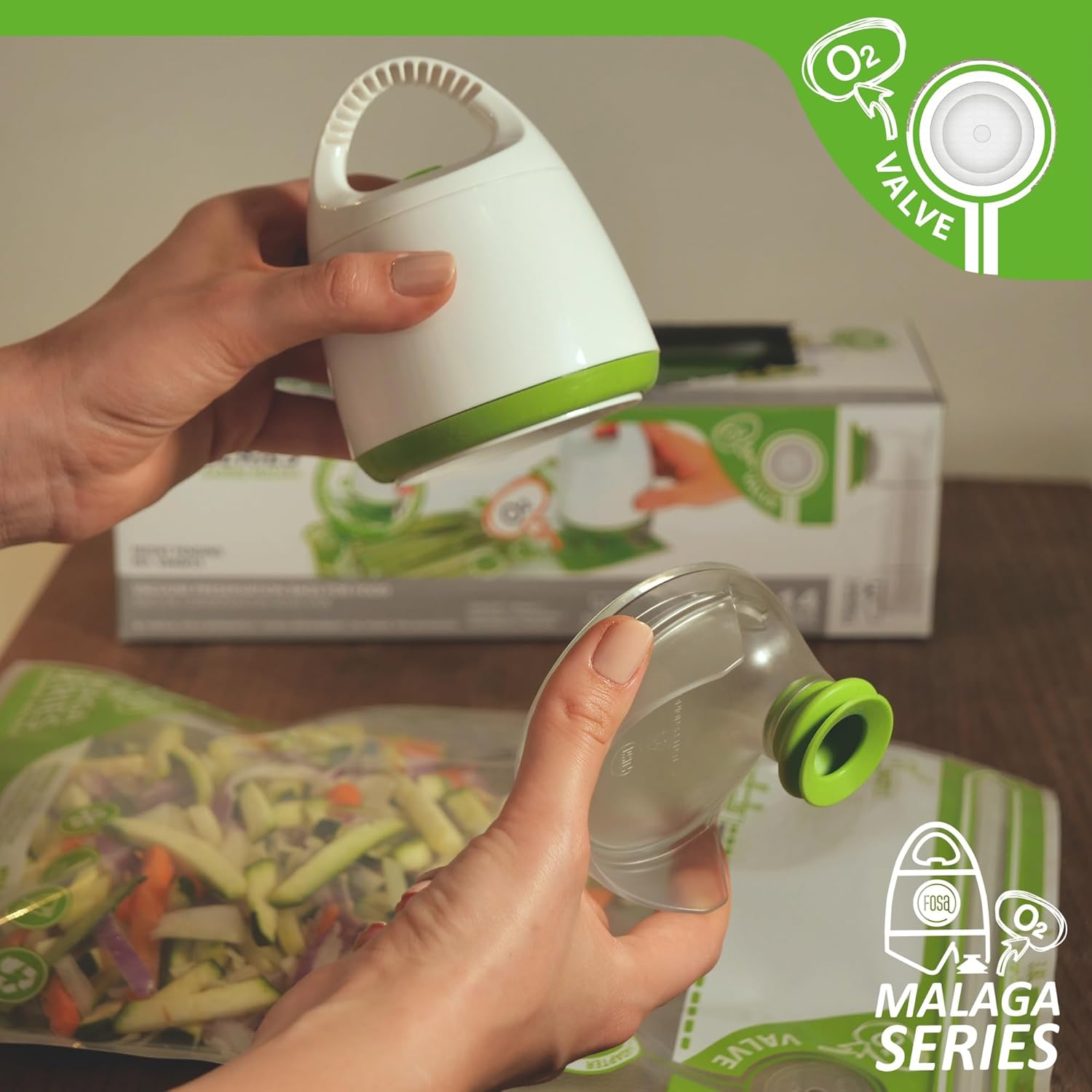 FOSA Spanish Reusable Vacuum Food Storage Bags - 14 Pack Multi Size Vacuum Zipper Bag with Adapter, Storage Bag for Home Organization, Sous Vide Cooking, Sanck outdoor (Vacuum Pump Not Included)