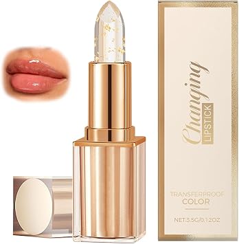 Colour Changing Lipstick, Tinted Lip Balm - Long Lasting Lip Stain Lipstick Sets for Women - PH Adjusting Clear Lip Stick with Gold Foil - Moisturizing & Transfer Proof Shiny Lip Gloss for Lip Care
