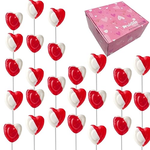 Miniatura 3 de Paletas de San Valentín con forma de corazón rojo sabor fresa y crema, 480 piezas envueltas individualmente (20 libras)