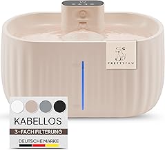 Pretty Paw Katzenbrunnen mit Bewegungsmelder I Trinkbrunnen für Katze [KABELLOS] mit 45 Tagen Akku I Wasserbrunnen für Katzen mit Filter & 3 Liter Wassertank I Katzen Trinkbrunnen Aqua Sense (Beige)