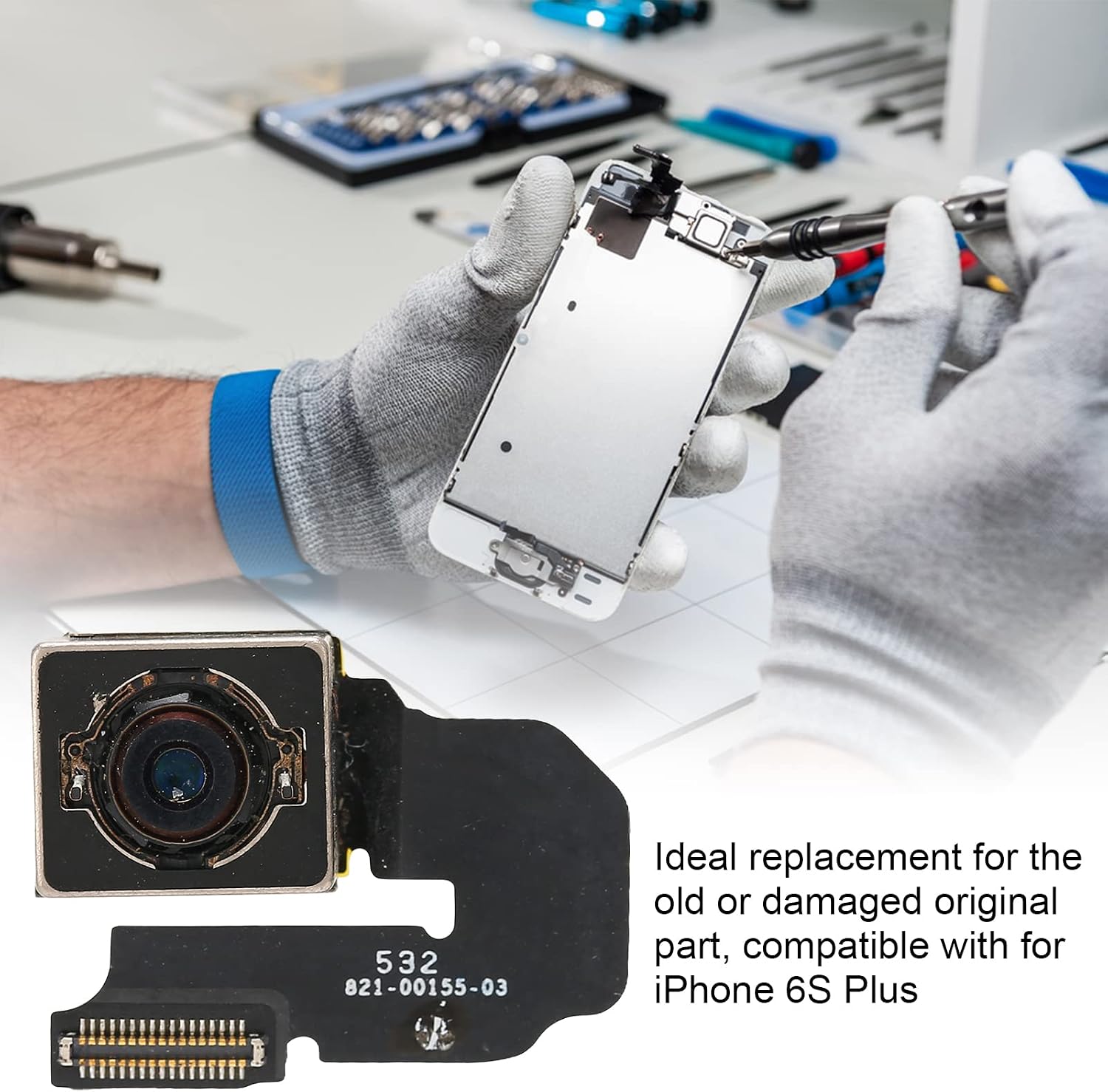 Rear Camera Flex Cable with Autofocus, Main Camera Module Replacement for iPhone 6S Plus, Durable Metal ABS Repair Part image 3