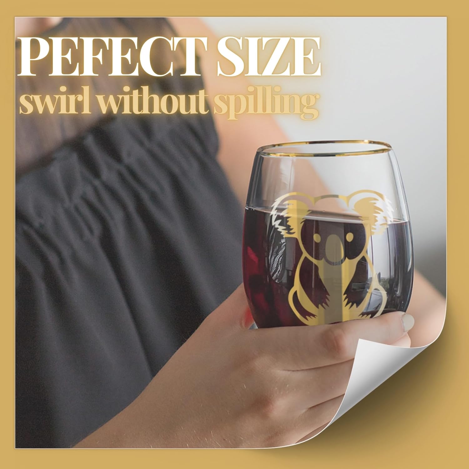 Onebttl Koala Gifts for Women, 18oz Stemless Wine Glass with Message Cards, Birthday Gifts for Koala Lover - Image 5