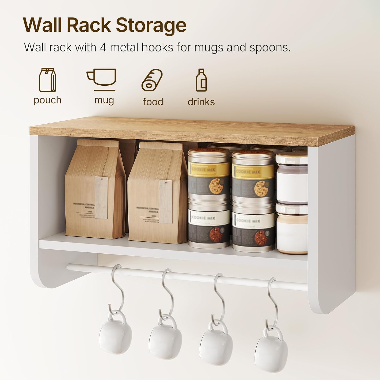 YATINEY Coffee Bar Cabinet, Buffet Cabinet with Storage, Adjustable Shelf