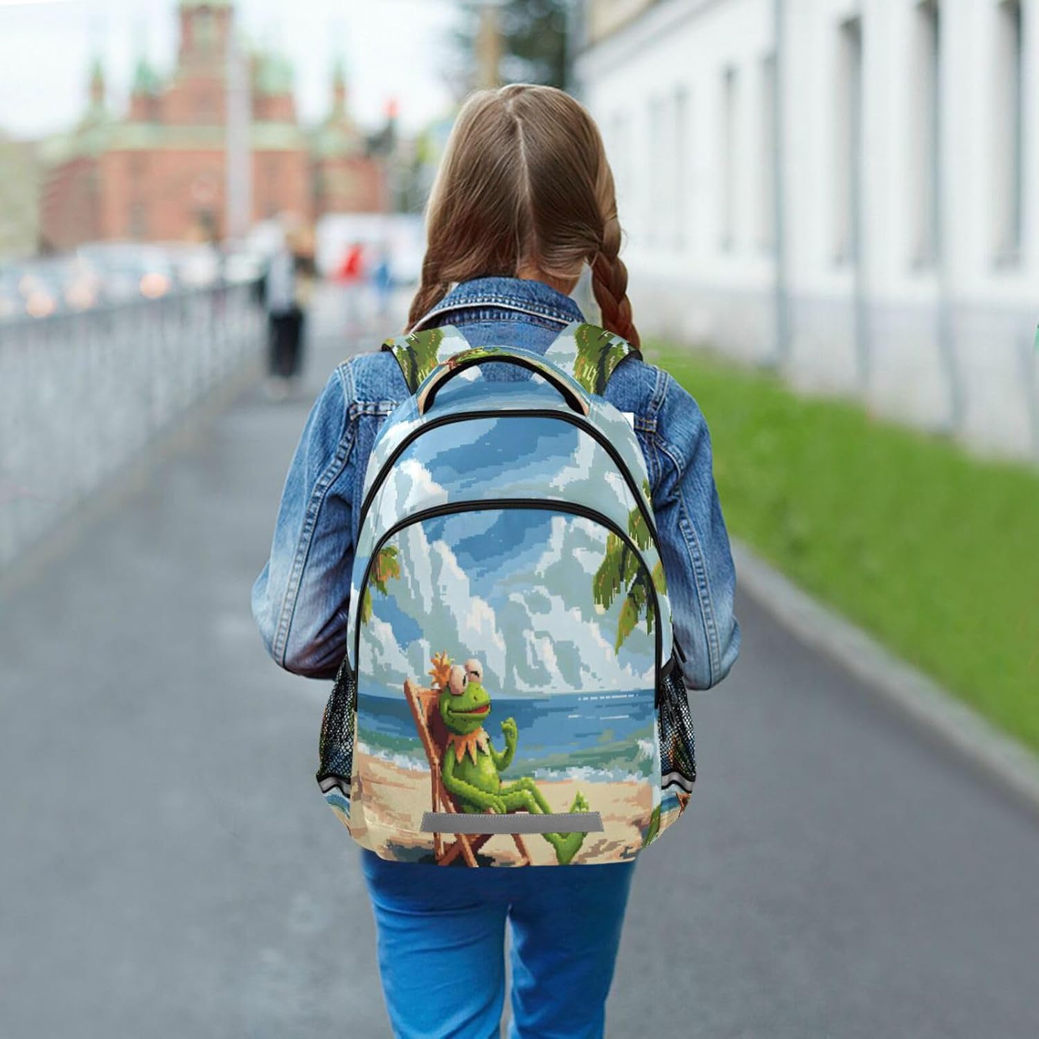 ALAZA Frog Relaxing on The Beach Backpacks Travel Laptop Daypack School Book Bag for Men Women Teens Kids