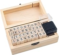 krastmon 36pcs Wooden Rubber Stamps Set: A-Z Alphabet & 0-9 Numbers in Wooden Box for Card Making, Scrapbooking, DIY Crafts