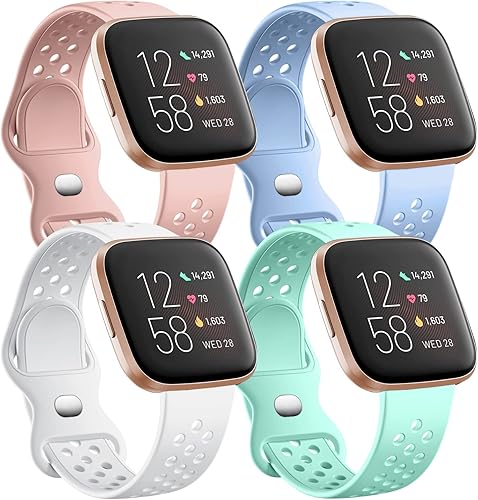 Witzon Compatible con correas Fitbit VersaVersa LiteVersa 2 para mujeres y hombres, pulseras de repuesto transpirables de silicona para reloj