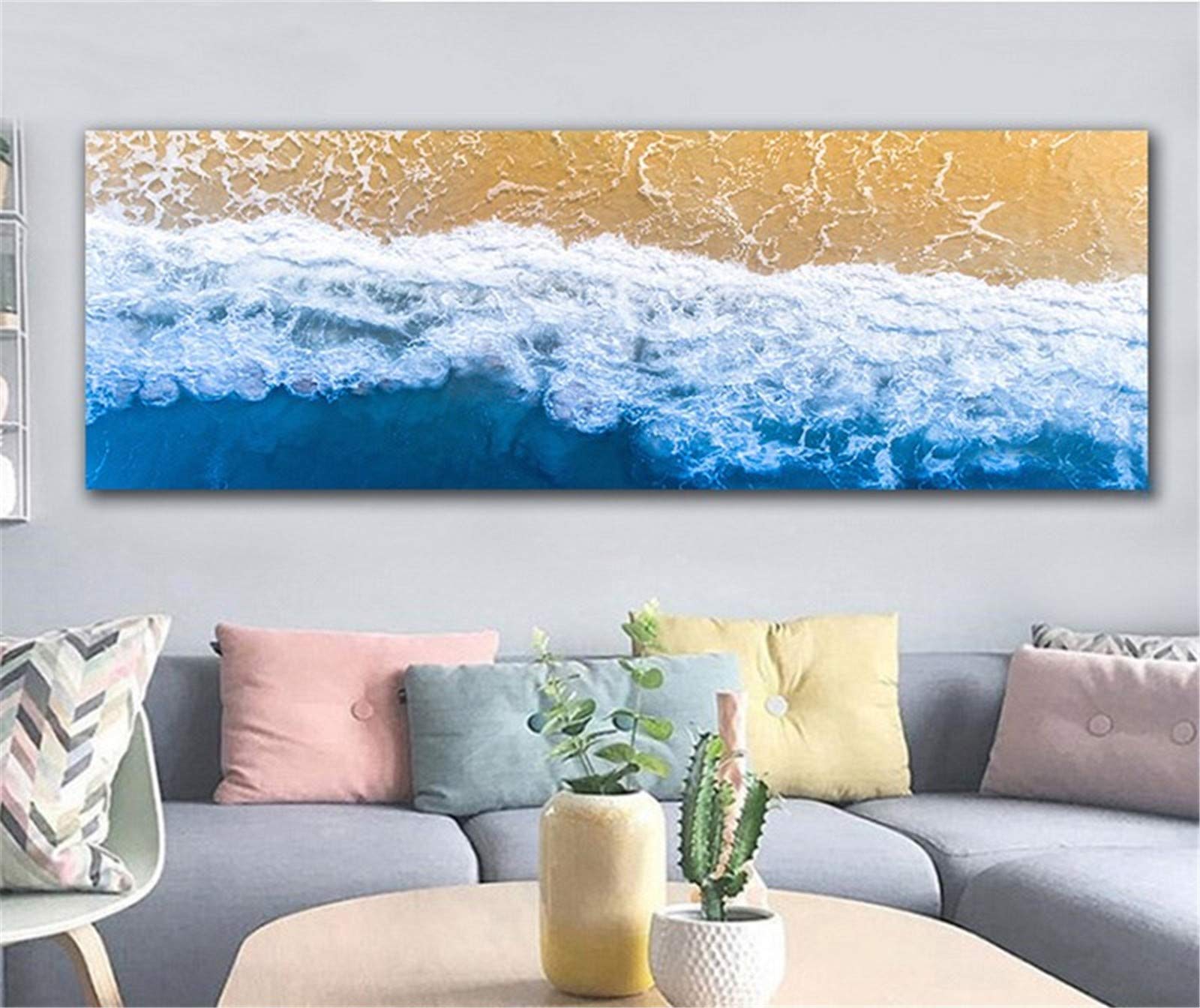 Peinture diamant complète paysage marin bleu 5D format XXL 50x150cm pour salon
