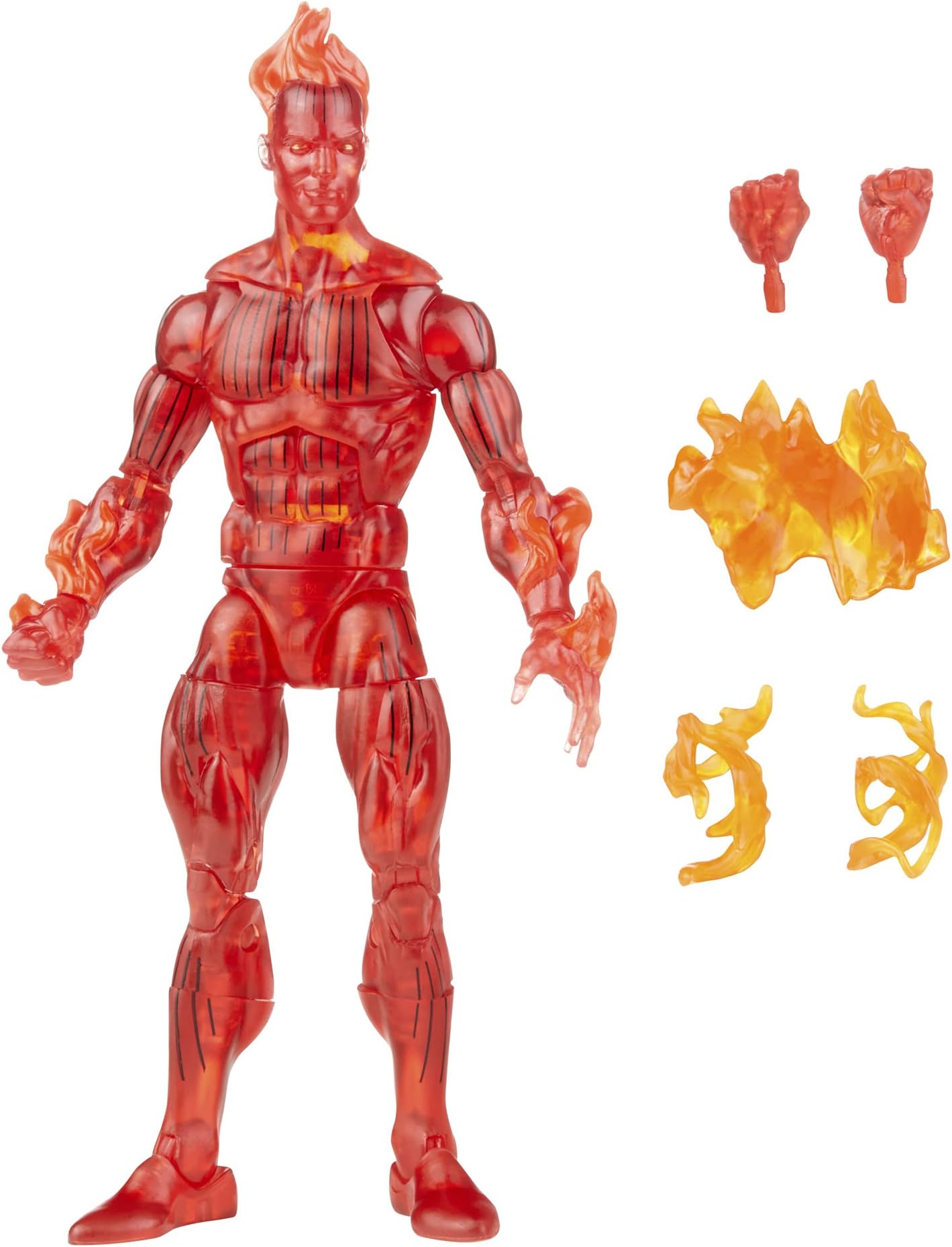 Hasbro Marvel Legends Series Retro Fantastic Four The Human Torch 15-Cm Action Figure Toy, Includes 5 AccessoriesF0351