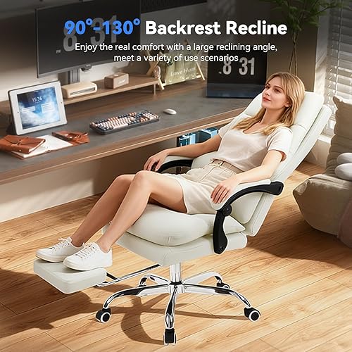 Miniatura 7 de Silla de oficina con reposapiés, silla de escritorio ejecutiva grande y alta de 400 libras con almohada de apoyo lumbar gruesa, respaldo alto, silla