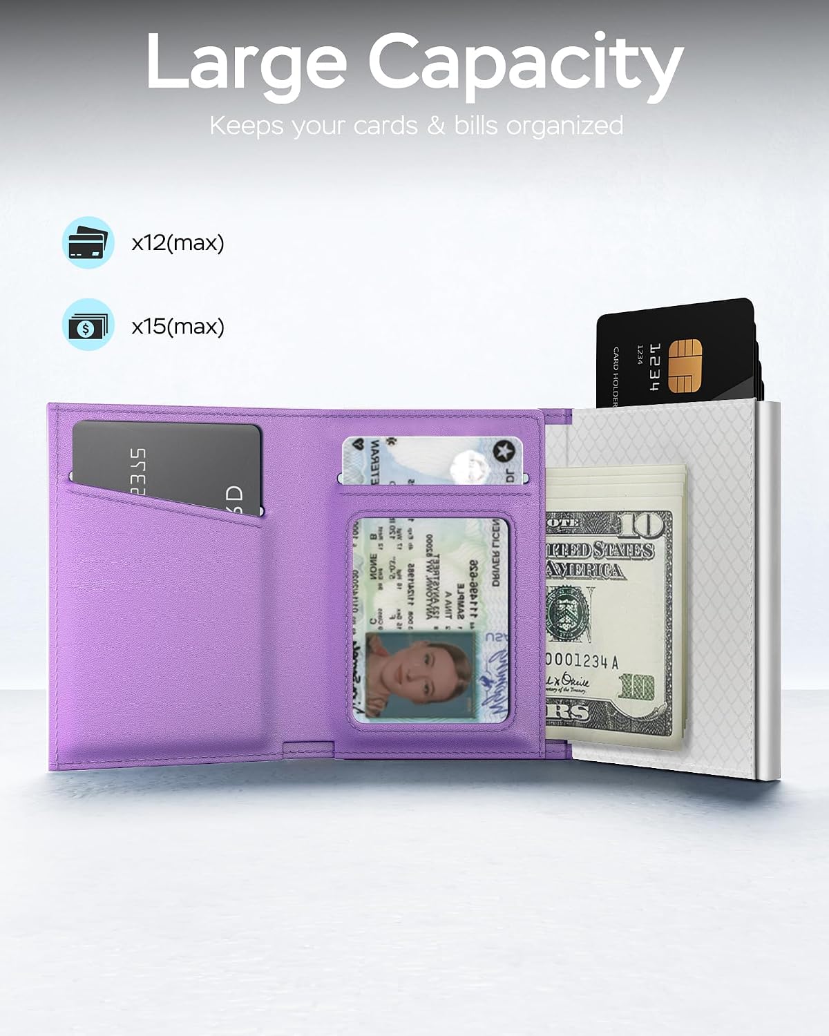 RFID Wallet for Women with AirTag Holder - Slim Small Trifold Wallets image 4