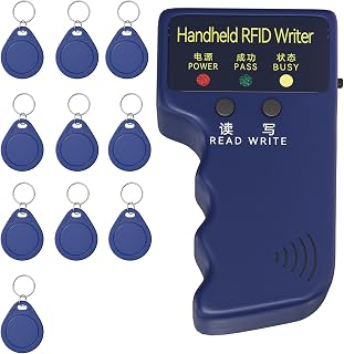 ZHAOYU Handheld 125KHz RFID Copier Reader Writer Duplicator with 10 Blank T5577 Keyfobs - Portable ID Card Cloner