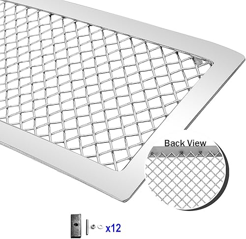 Miniatura 2 de APS Compatible con Dodge Nitro 2007-2011 Inserto de rejilla de malla cromada de acero inoxidable superior principal S18-T37467D