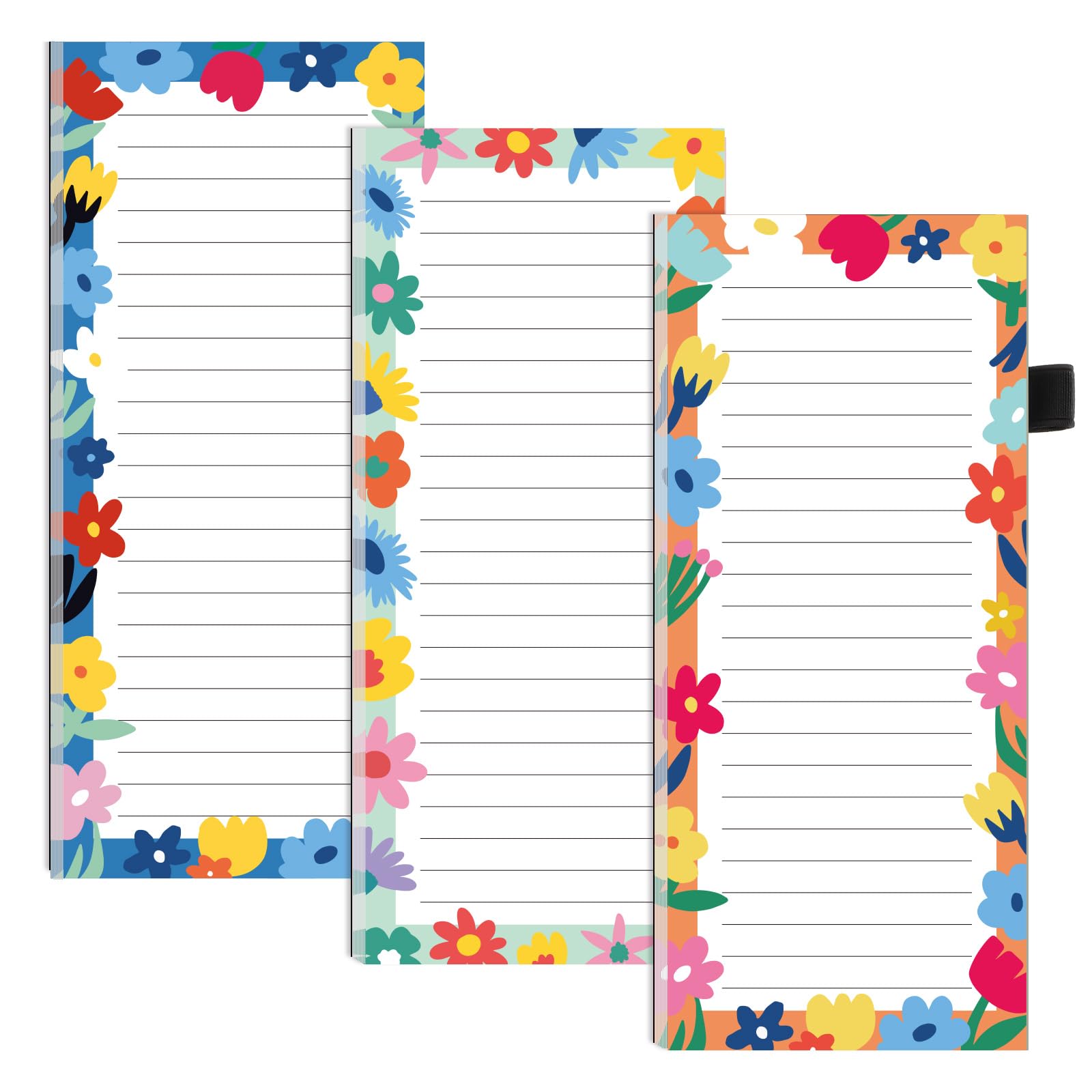 Thboxes 3 Pack Magnetic Shopping List Pad for Fridge, To Do List Pad Totally 180 Sheets Tear off Magnetic Notepad for Refrigerator, Grocery List Magnet Pad with Pen Loop, 21 X 9 cm - Flower