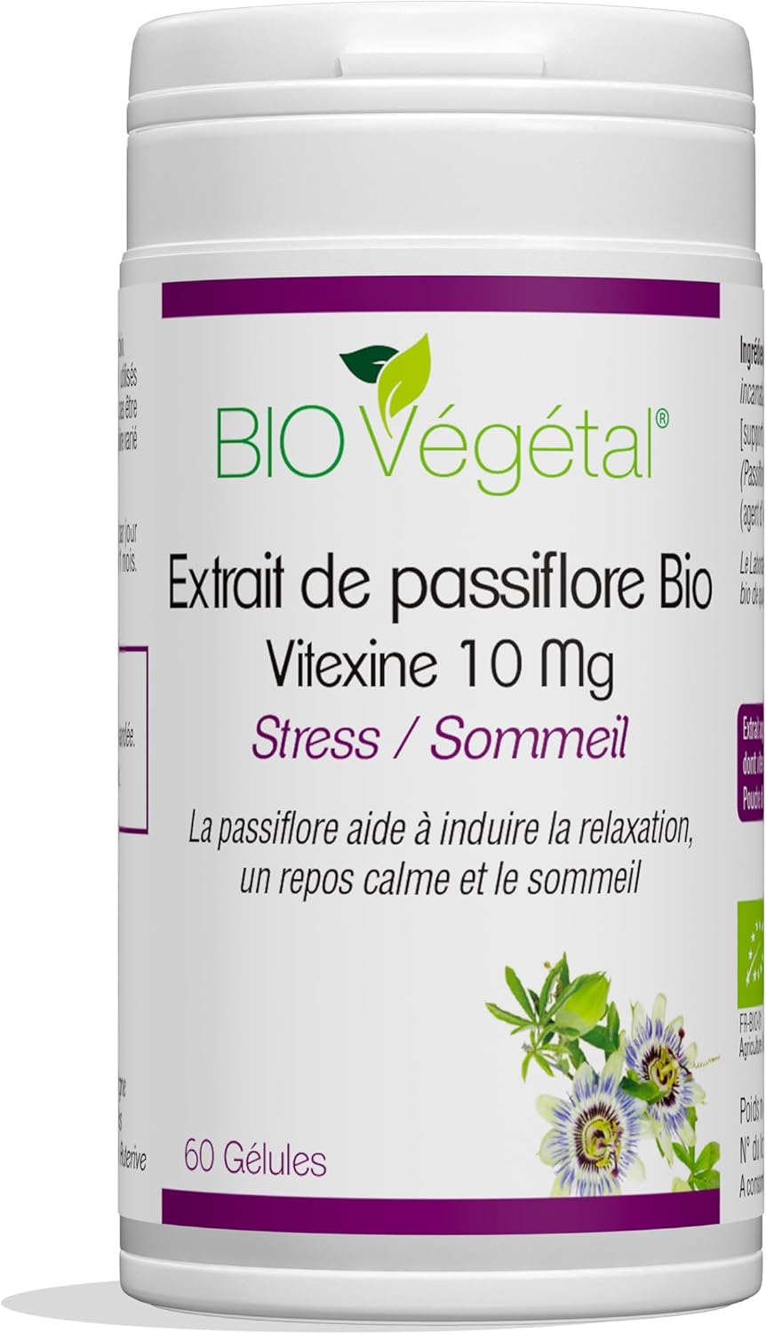PASSIFLORE Organic Capsules for Relaxation and Repairing Sleep – Anti Stress – Vegan Food Supplement – Highly Concentrated Extract – Extraction and Made in France – 60 Capsules