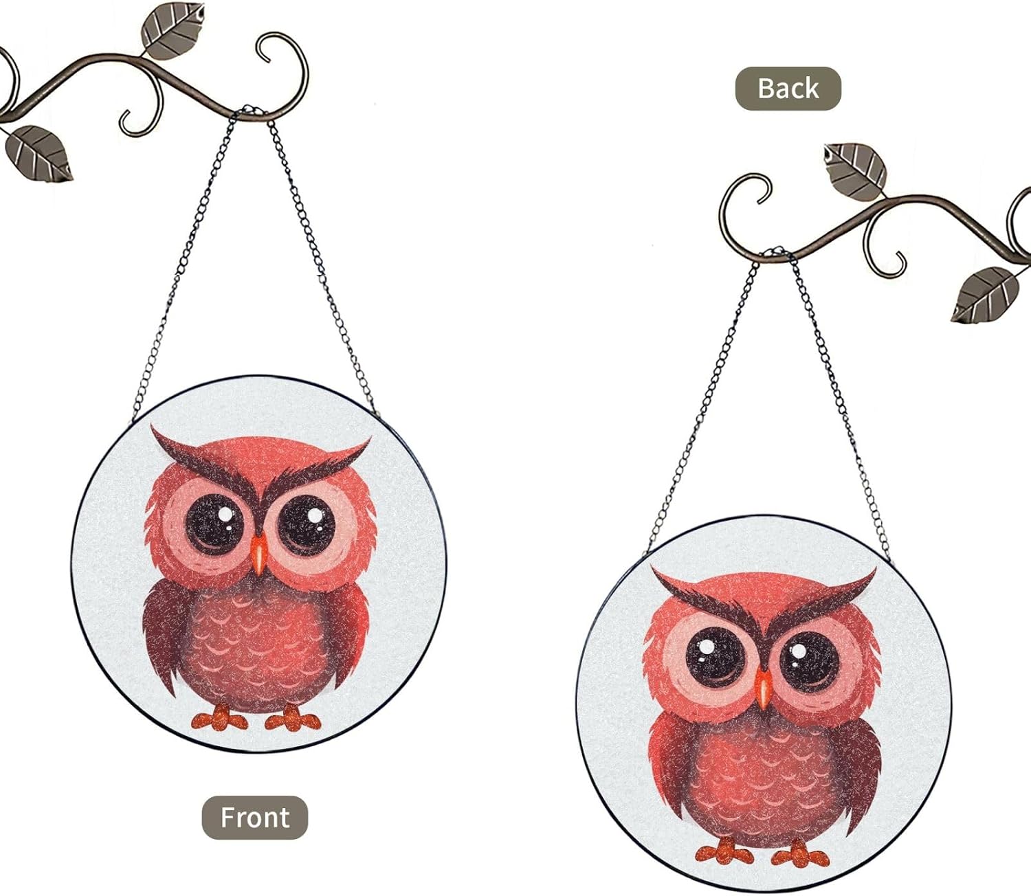 Stained Glass Window Hanging Cute Red Owl Sun Catchers Indoor Outdoor Decor Window Suncatcher Door Garden Sunroom Sun Catcher Home Decor Birthday Christmas for Mom Men