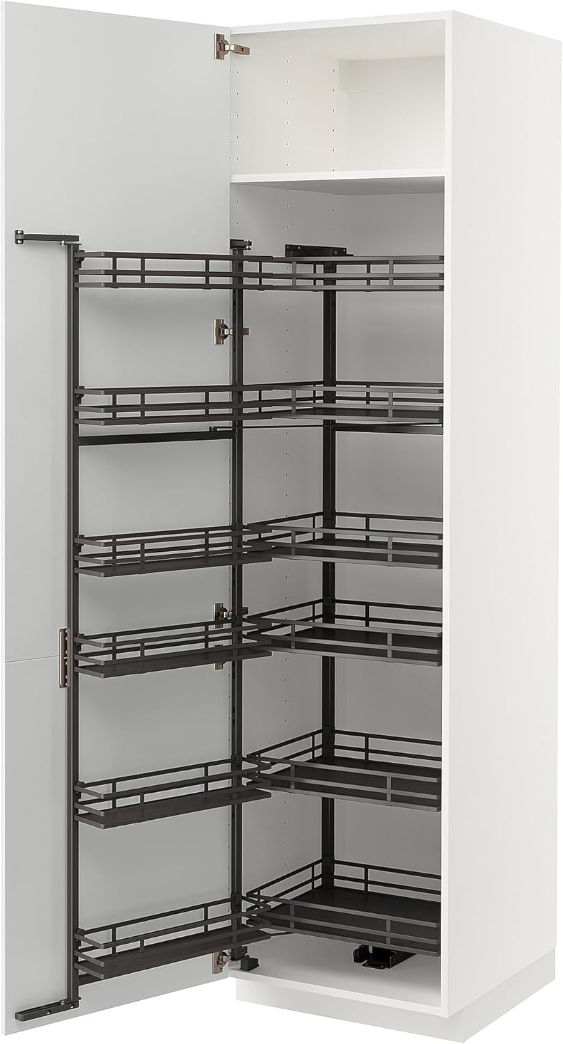 METOD High Cabinet Pull-Out Ladder, White/Stainless Sand White, 60x60x220cm