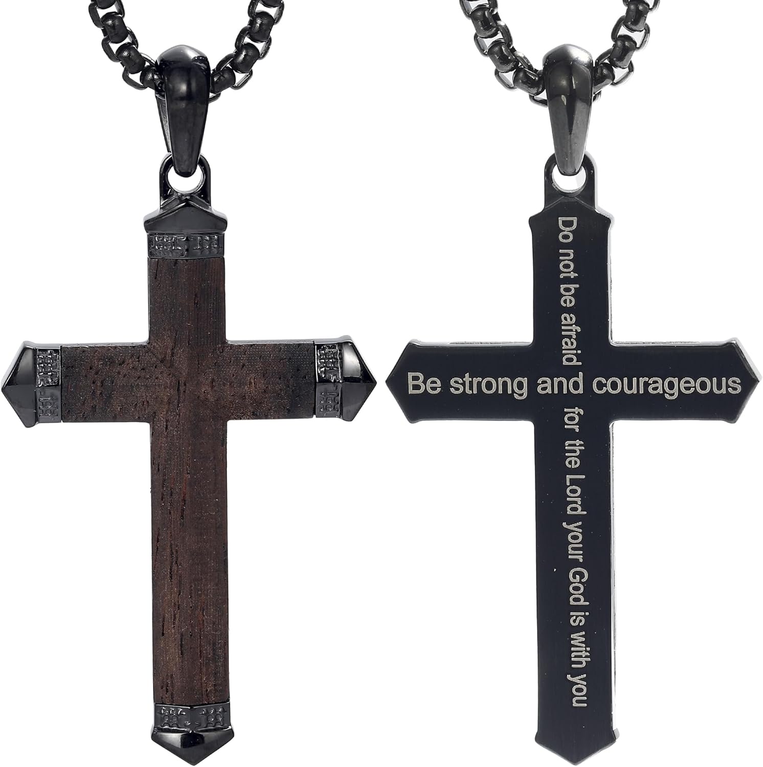 Wooden Cross Necklace for Men Waterproof and Sweat-proof Mens Cross Necklaces With Adjustable Chain Christian Jewelry Gift for Men