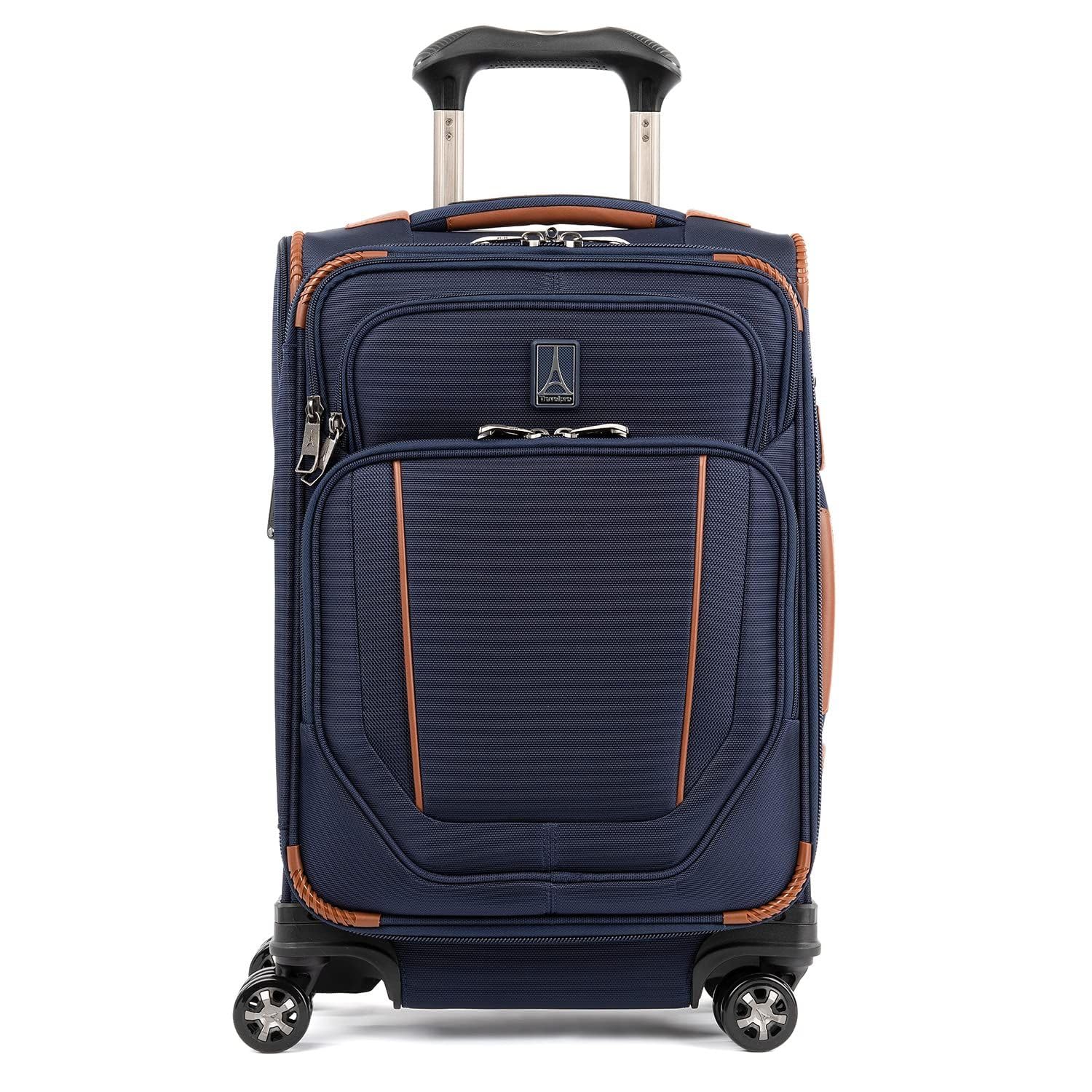 TravelproCrew Versapack Softside Expandable 8 Spinner Wheel Carry on Luggage, USB Port, Men and Women, Patriot Blue, Carry on 20-Inch