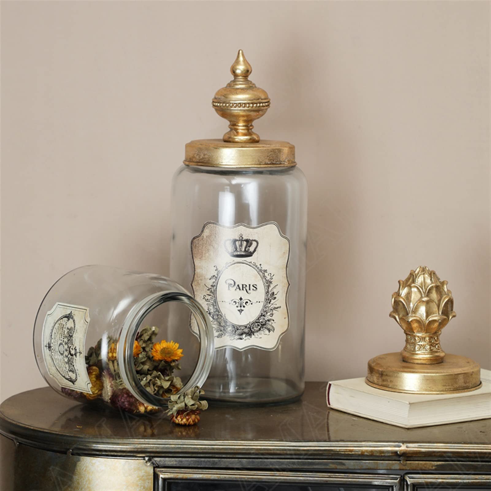 Botes para Alimentos Frascos de vidrio americano con sello de tapa Dispensador de cereales retro decorativo caramelo bocadillos Tanque de almacenamiento Decoración del hogar adornos de decoración Bote
