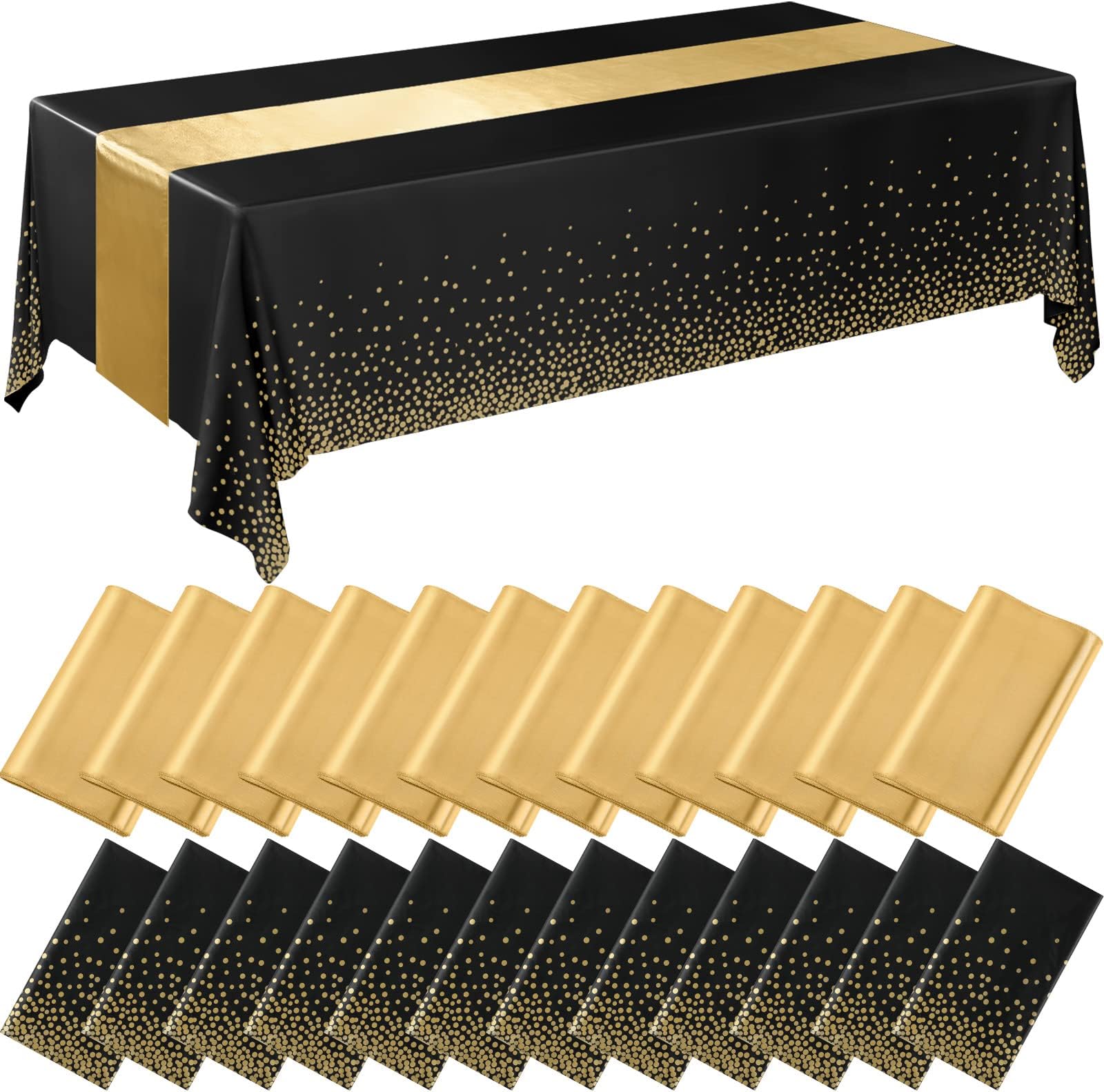 Buryeah 6 Set Disposable 84 Inch Round Plastic Tablecloths and 12 x 108 Inch Satin