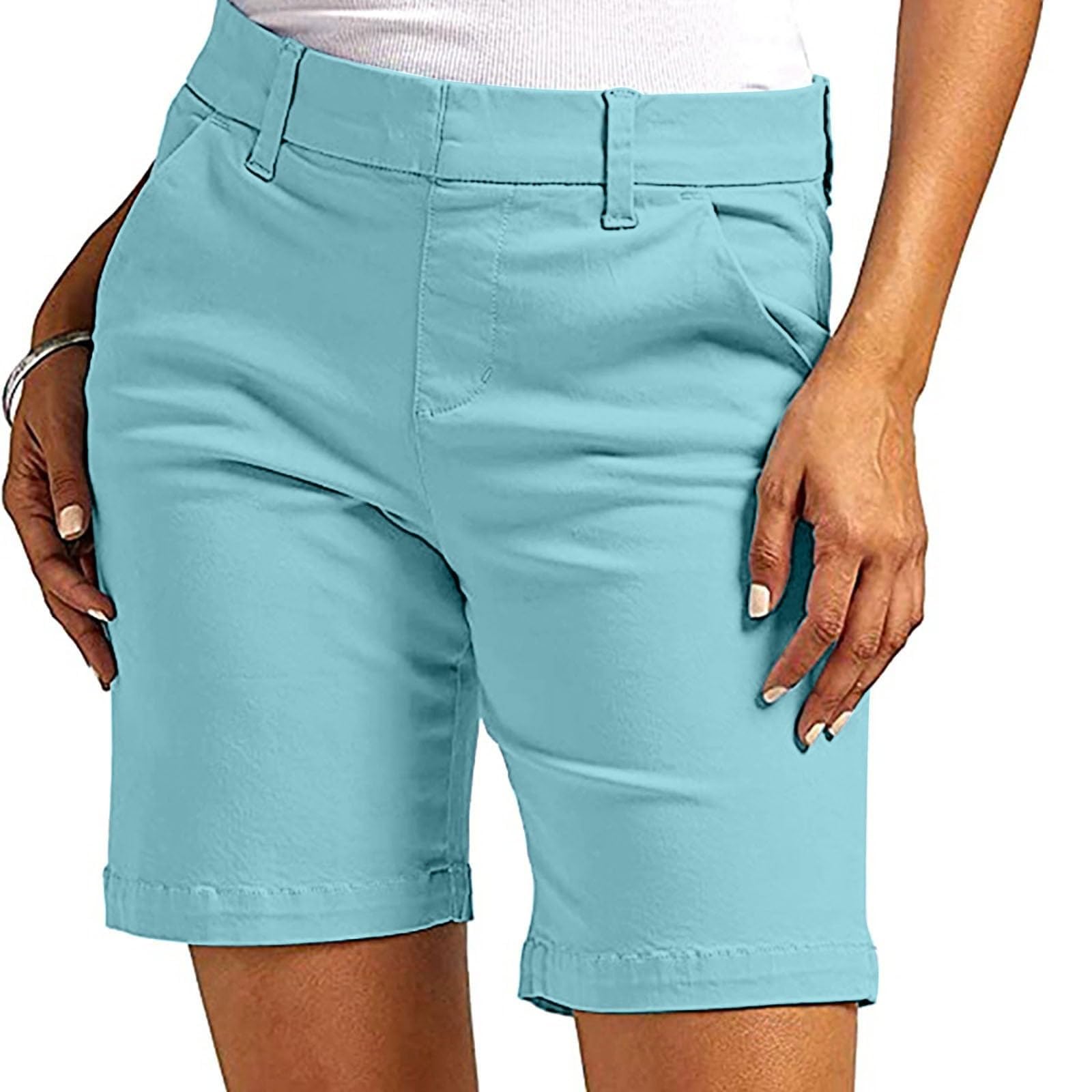 Bermuda Shorts for Women Knee Length High Waisted Dressy Casual Summer Chino Short Straight Leg Comfy Hiking Short
