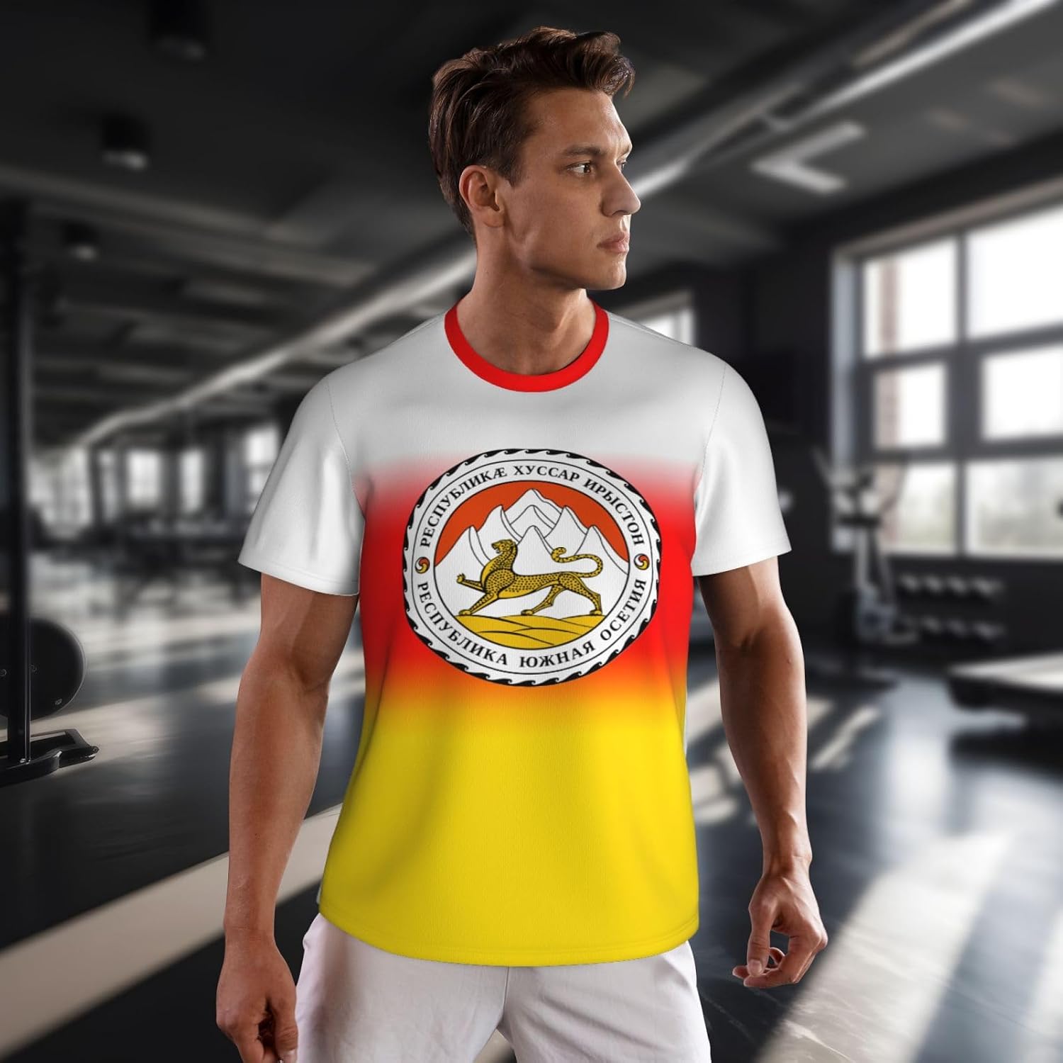 South Ossetia Flag T-Shirt Jerseys for Running Soccer Fans Tennis Fitness Sports Gradual Color Shirts
