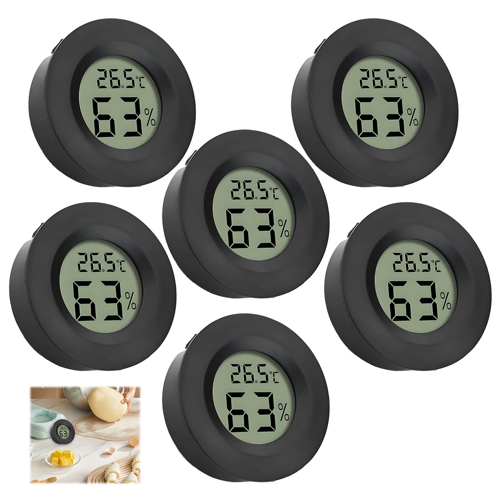 6 PCS Mini Hygrometer Thermometer Digital LCD Monitor with Accuracy Sensor