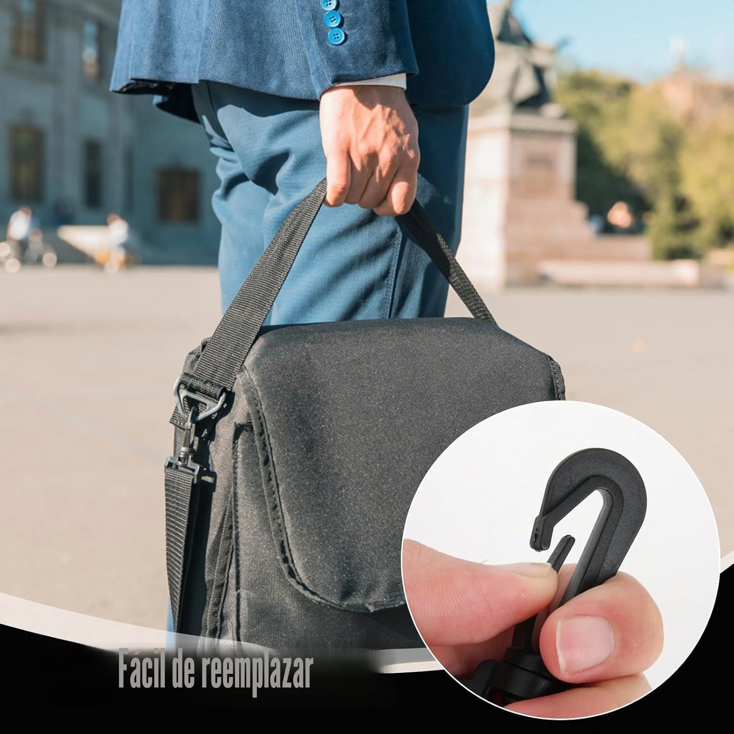 Conjunto de 2 Correas Universales de 25 mm Ajustables 75-135 cm - Correas Negras con Hebilla de Plástico Duro - Renueva tus Accesorios con Este Juego de Correas para Bolsas y Mochilas