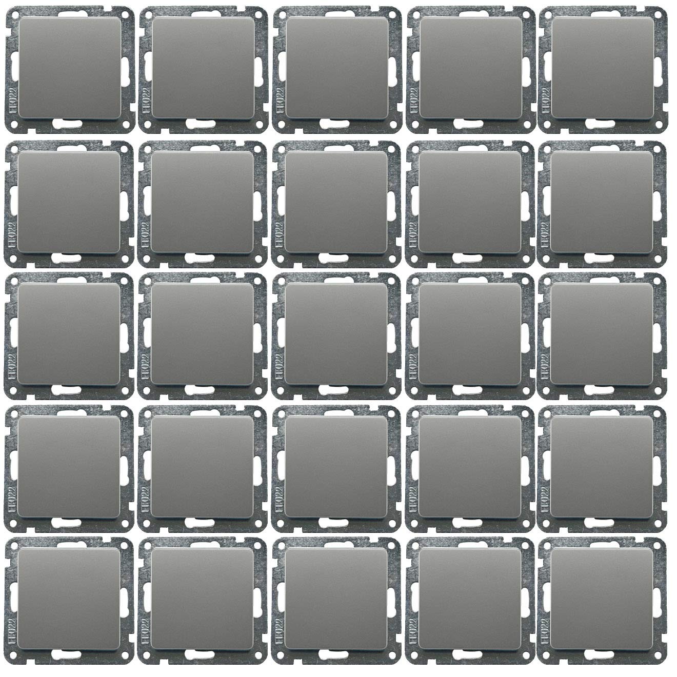 ChiliTec Wechselschalter Delphi Silber 230V Lichtschalter Ohne Rahmen | 20 Stück, Komfort Klemmanschluss