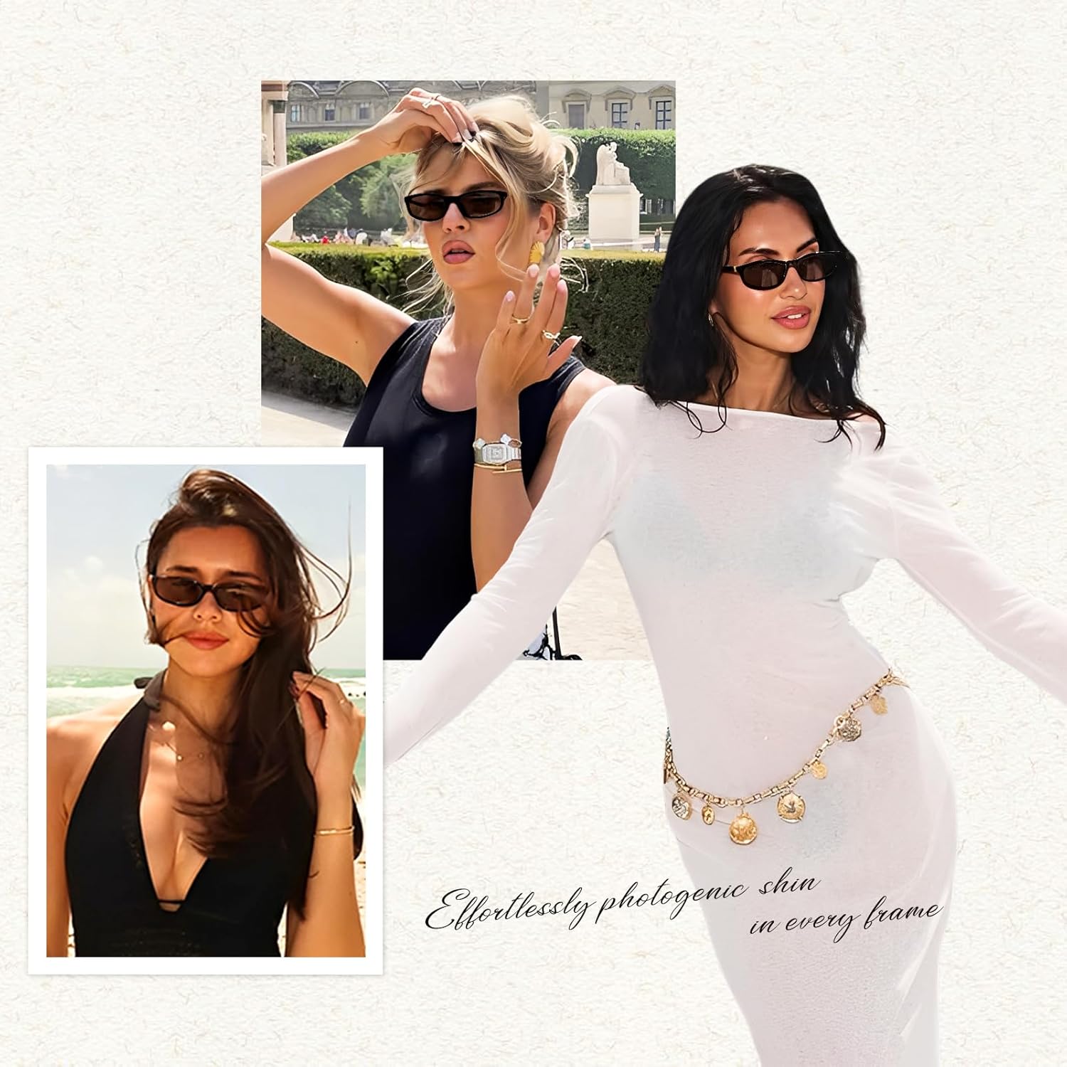 mosanana Retro Cat eye Sunglasses Rectangle Oval Y2k Women 90s Trendy Narrow Small MS52583 - Image 4