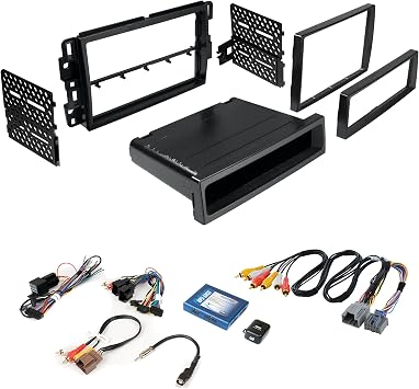 American International Chevy Silverado/Tahoe/Suburban/Yukon & GMC Sierra 2007-2013 Double DIN or Single ISO w/Pocket Radio Dash Kit, Retains SWC, OnStar, Amplifier, Car Audio Harness Included