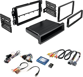 Single/Double Din Radio Dash Kit for 2007-2013 Chevy Silverado, Tahoe, Suburban, Yukon, GMC Sierra w/Radio Module, Steering Wheel Control, Factory Feature Retention, Retains Backup Camera