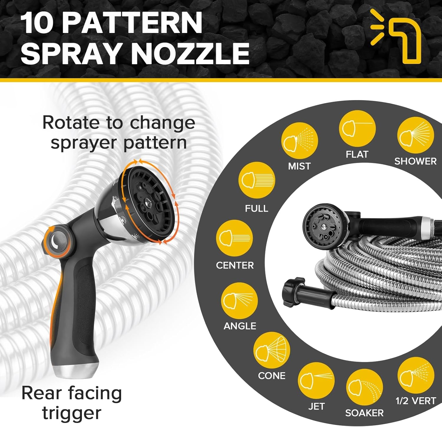 Metal Garden Hose Water Hose 100ft Heavy Duty Stainless Steel Water Pipe with Sprayer & Nozzle Flexible Lightweight Hose No Kink Pet Proof Hose for Yard, Outdoors, Rv thumbnail