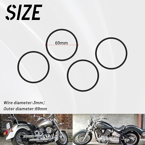 Miniatura 3 de Junta tórica para tapa de válvula de motor, 4 piezas 93210-62446-00 compatible con Yamaha XVS 1100 (reemplazar #93210-62446-00)