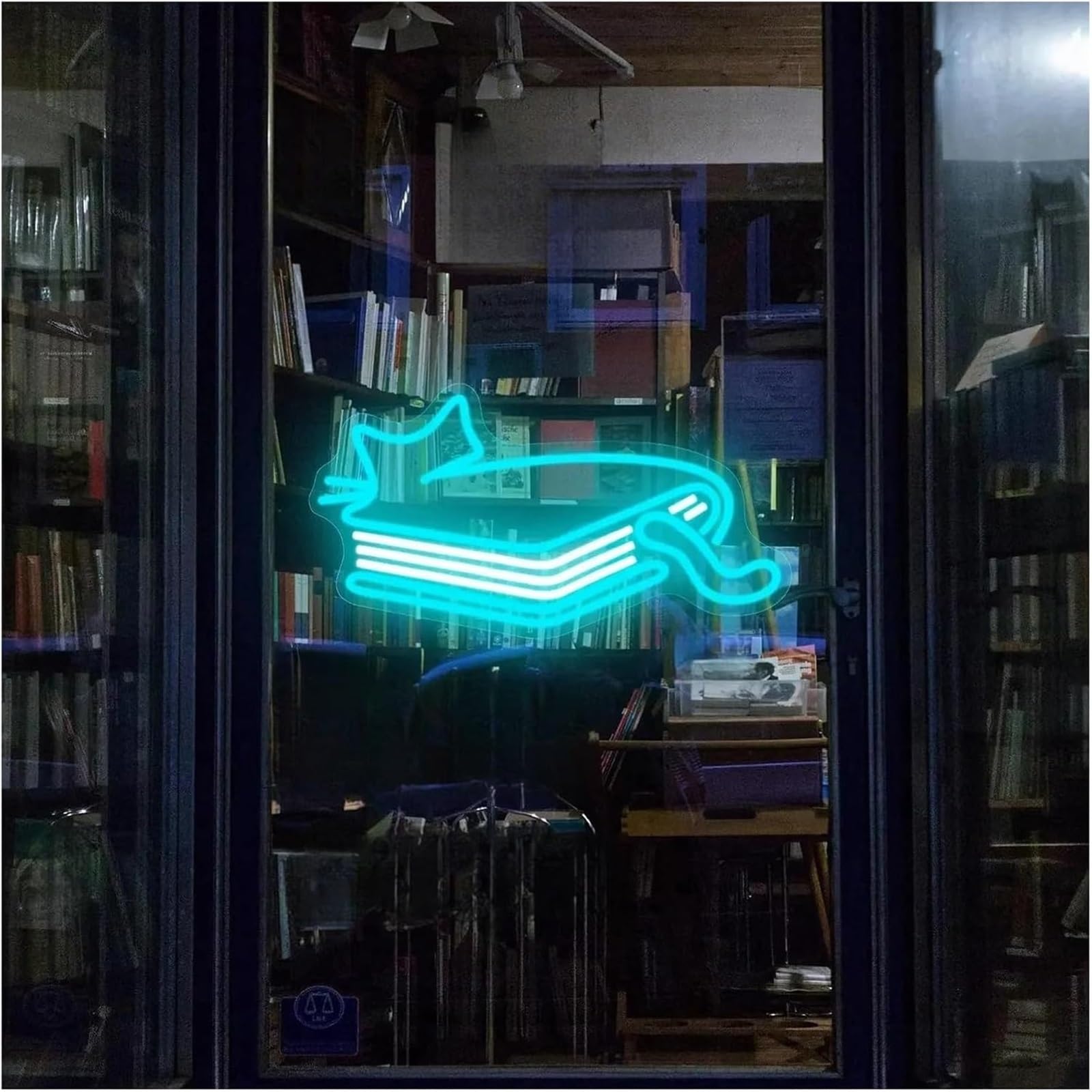 Enseigne lumineuse au néon représentant un chat, idéale pour décorer une bibliothèque ou chambre à coucher, 23,5 x 42 cm