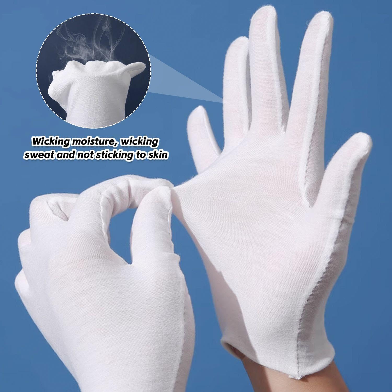 6 paia di guanti per touch screen, 6 paia di guanti da dito completi, guanti da lavoro, guanti idratanti per il sonno, guanti bianchi versatili