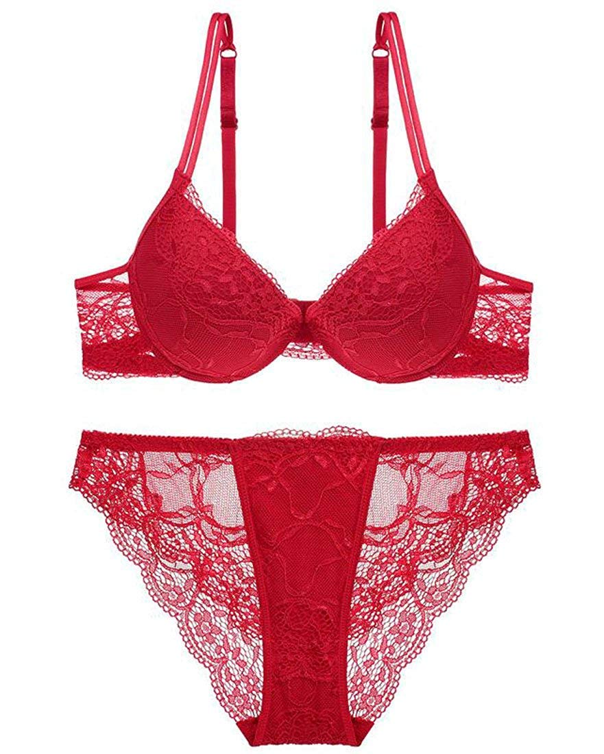 Brachy Women’s Net Fabric Padded Underwire Push-Up Bridal Bra Panty Set Brachy Women’s Net Fabric Padded Underwire Push-Up Bridal Bra Panty Set