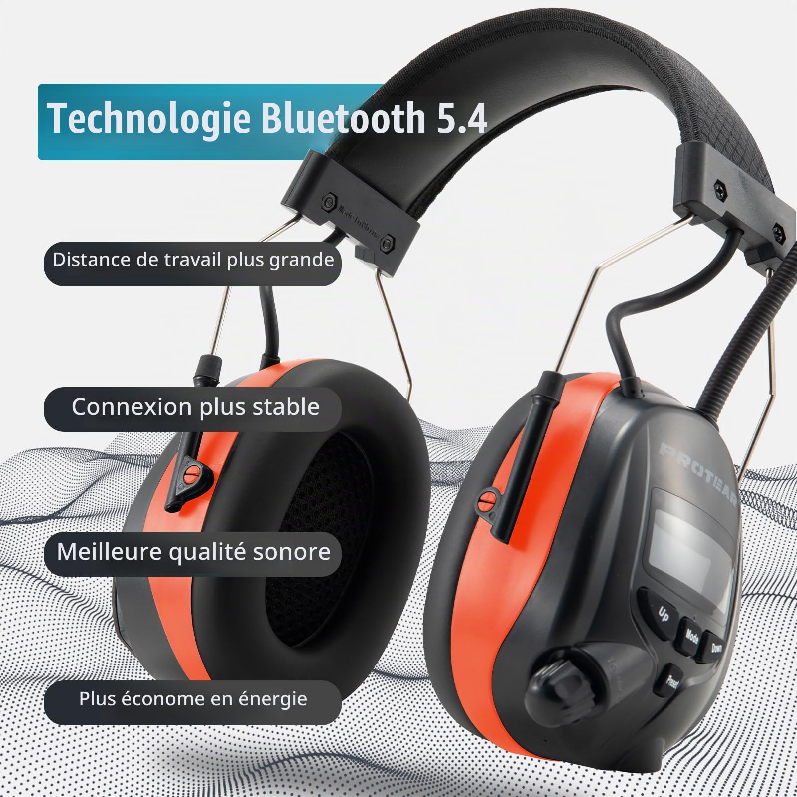 Casque anti Bruit Radio DAB + / FM et Bluetooth 5.4, casques sans fil à annulation de bruit pour atelier, jardin/tonte, SNR 30dB